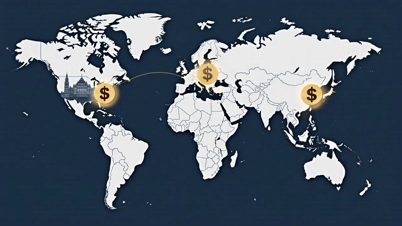 World map highlighting top MBA schools with icons representing high earnings.