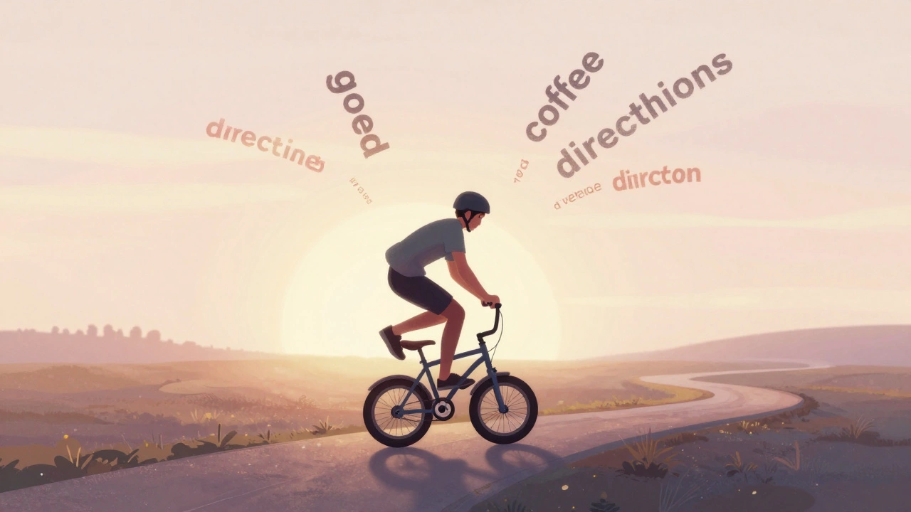 Person learning English like riding a bicycle — wobbly but moving forward