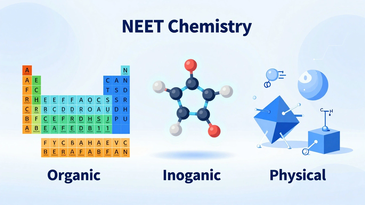 Conceptual art showing organic, inorganic, and physical chemistry