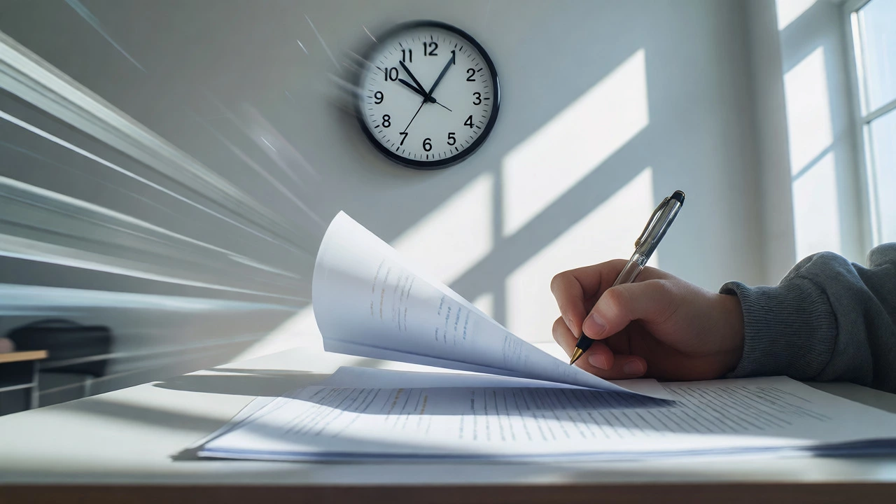 Student taking a timed practice exam under pressure