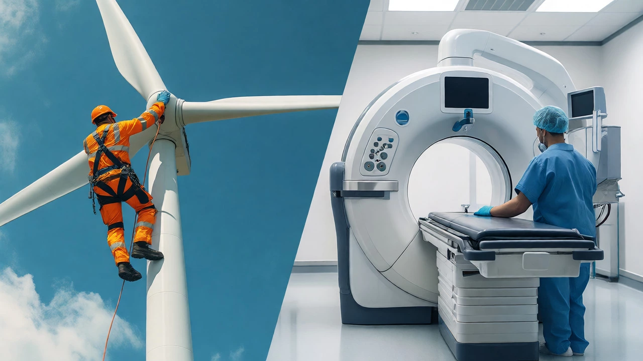 Wind turbine climber and medical tech side-by-side